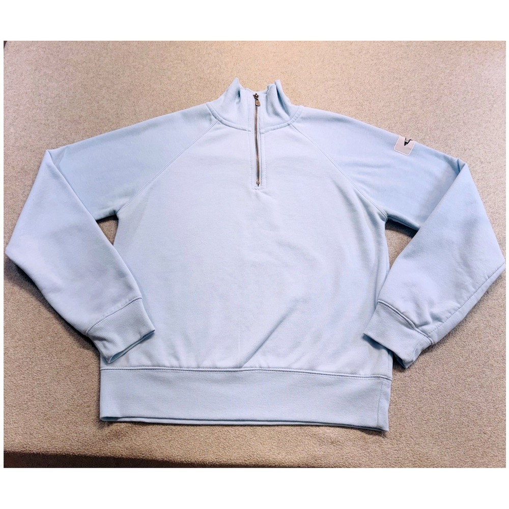 Shark Tee Quarter Zip Pullover Women S Light Blue Sweatshirt Shark Logo Softcore